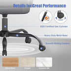 ZZH Executive Office Chair, Leather Desk Computer Chair with Armrests, Mid-Back Swivel Adjustable for Home Office, 6PC, Black