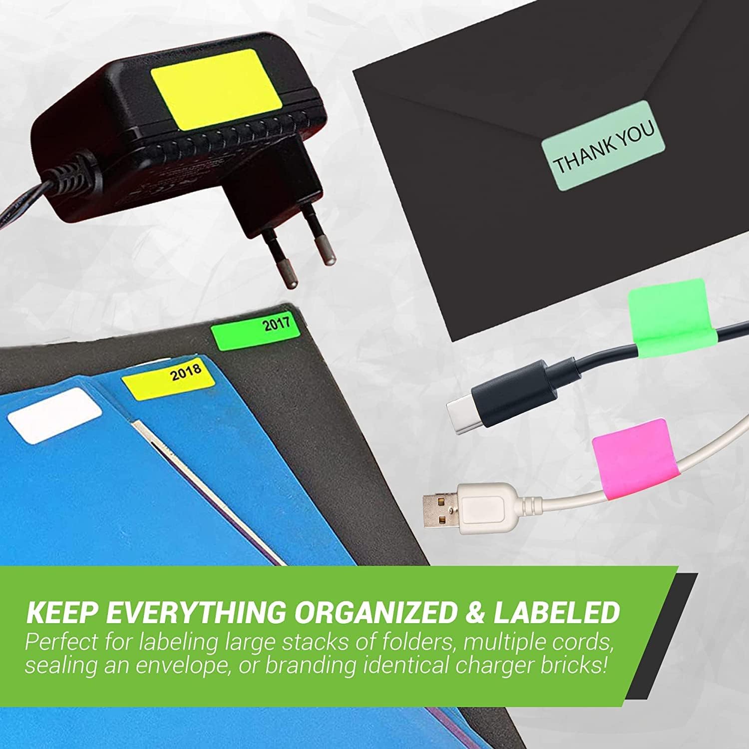 Royal Green Rectangular Color Coding Sticker Roll - Write On Labels for Folders, Organizing & More, 1.57" x 0.75" Stickers to Write On Name Tags for Office Supplies & Organization, 500-Pack (Green).