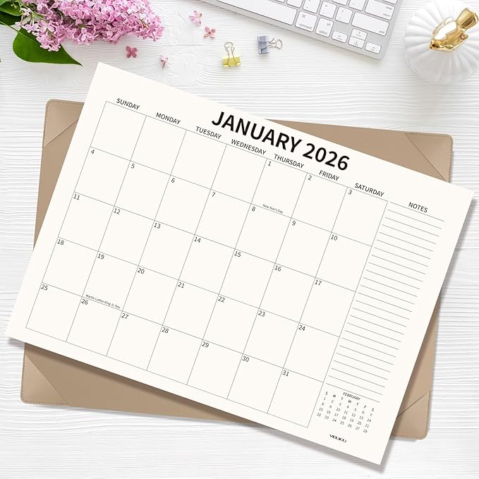 Desk Calendar 2025-2026 Large 22x17, July 2025-December 2026, 18 Months Big Desk Pad Calendar with Desktop Mat and Plastic Cover for Home Office School Planning, Apricot