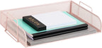 Mind Reader Stackable Paper Tray, Desktop Organizer, File Storage, Office, Metal Mesh, 13.25" L x 9.75" W x 6.25" H, 2 Pcs., Pink