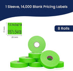 Perco Fluorescent Green Pricing Labels for Monarch 1136 Price Gun - 8 Rolls, 14,000 Pricemarking Labels