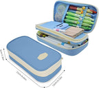 Large Capacity Pencil Case - Durable Zipper Aesthetic Pen Pouch, Big Storage Organizer for School, Office & Travel - Waterproof & Multi-Use (Light Blue)