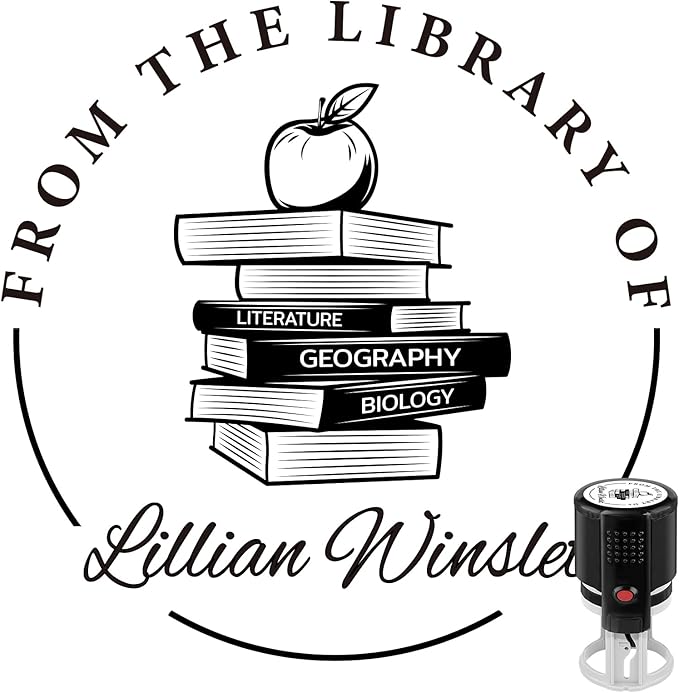 Custom Self-Inking Stamps | Personalized Book Stamp Gift for Book Lovers | 5 Ink Colors (Style03)