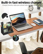 Multifunctional Pen Holder and Organizer for Desk with Wireless Charger, Digital Indoor Thermometer and Humidity Gauge, Home Office Organizers and Storage (Battery Included)