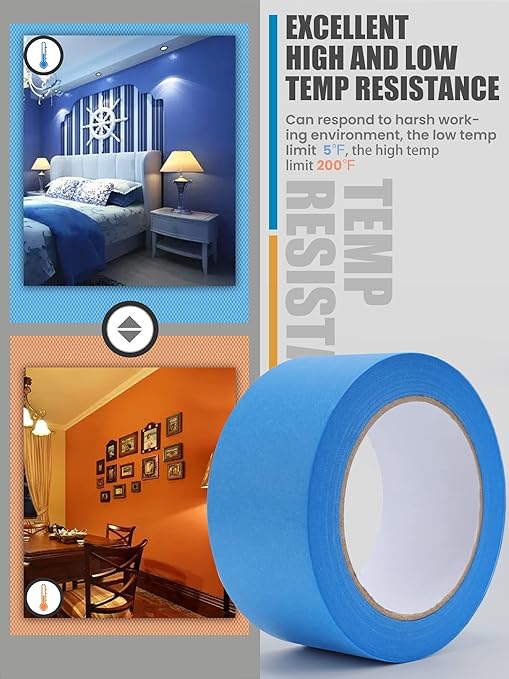 Lichamp Blue Painters Tape, 2 Bulk Pack 1.9 inch by 55 Yards Paper Tape, Blue Tapes for Crafts Arts