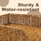myHomeBody Wicker Paper Organizer, Letter Tray, Paper Organizer for Desk, Resin Wicker 1 pc, Tan