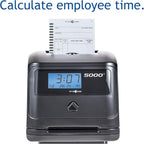 Pyramid Time Systems, Model 5000 Auto Totaling Time Clock, Handles up to 100 Employees, Made in USA, Black & 5000R Genuine Replacement Ribbon for 3550ss, 3600ss, 4000Pro, 5000, 5000HD Time Clocks