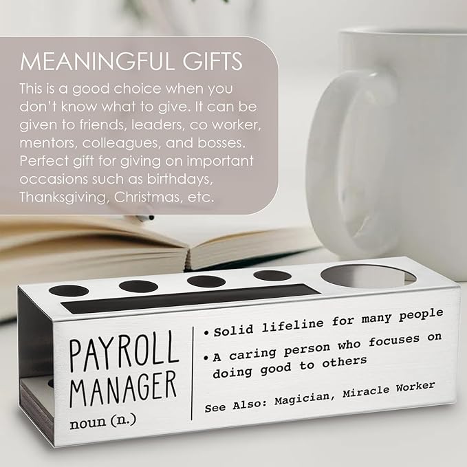 Payroll Manager Definition Gifts for Women, Men, Payroll Manager Desk Decor Stainless Steel Pen Pencil Holders WCC55
