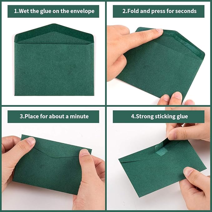 120 Pack Mini Envelopes Christmas Red and Green Envelopes Self-Adhesive Kraft Paper Tiny Pockets for Holiday Small Gift Cards Invitations Business Notes(4.13"×2.76") (Green and Red)