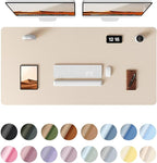 YSAGi Leather Desk Protector, Office Mat, Large Mouse Mat, Non-Slip PU Leather Blotter, Laptop Pad, Waterproof Writing Pad for Office and Home (Eggshell, 47.2" x 23.6")