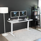 VIVO Electric Dry Erase 60 x 24 in Standing Desk, Memory Height Adjustment, 1B Series, Whiteboard Top White Frame, DESK-KIT-1W6WE