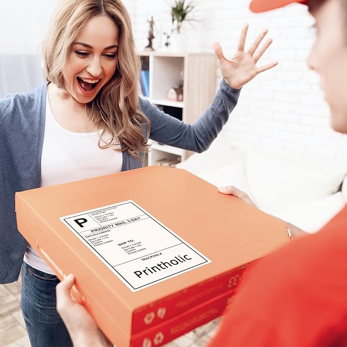 200 Half Sheet Self Adhesive Shipping Labels 8.5" x 5.5" Compatible with for Laser & Inkjet Printers - 100 Sheets, 2 Labels Per Page