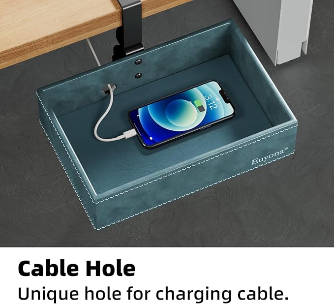 Mesh Hidden Desk Organizer with Swivel Pencil Drawer - Heavy-Duty C-Clamp Mount for Office Supplies, Art Tools & Home Storage, Easy Install Desktop Accessories (Sky Blue)