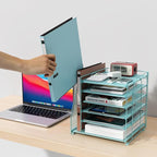 gianotter Desk Organizers and Accessories, 6-Tier Paper Organizer with File Holder, Document Organizer, Office Decor, Home Office Essentials (Blue)