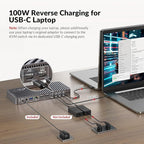 AV Access Docking Station KVM Switch 2 Monitors 2 Laptops, 4K HDMI KVM Switch Dual Monitor, 100W PD for Each PC, 1G Ethernet, EDID Emulation, Ideal for Home Office & Gaming