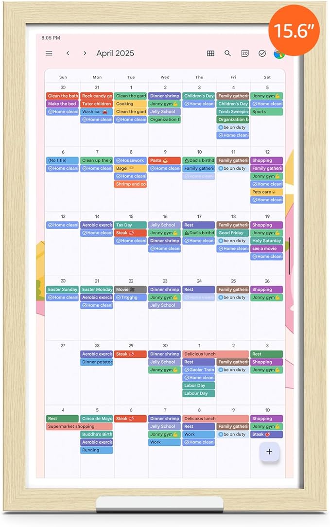 ApoloSign Digital Calendar: Electronic Calendar, Smart Touchscreen Interactive Display for Chore Chart, Family Schedules Planner, Supports All Apps via Google Play (Yellow, 15.6-inch)