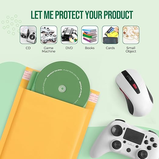 Fuxury Bubble Mailer 6x10" 100 Pack Kraft Padded Envelopes Usable Size 6x9" Kraft Bubble Envelopes for CDs, Video Games, Book Thick Padded Mailers #0 Small Yellow