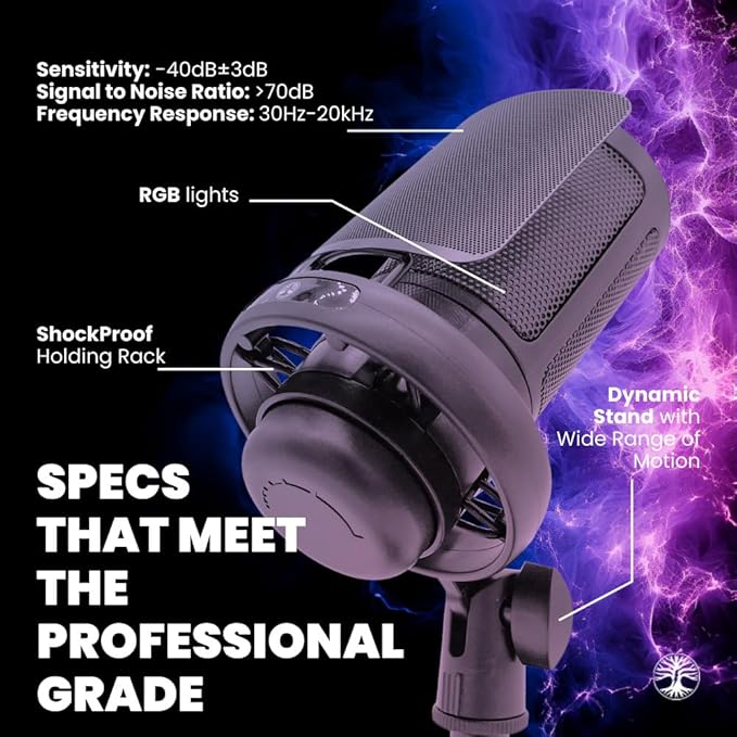 Live Streaming Kit- Perfect for Streaming Video Games on Twitch, YouTube, Podcasts and Working from Home. includes 1920x1080p Webcam, Professional USB Microphone, and One LED Multi-Color Light