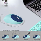 FD Wireless Keyboards and Mouse Combo - 2.4GHz USB Cordless, Cute Wireless Keyboard Round Keys, Quiet and Slim Set for Laptop, Computer, TV and Mac - Indigo Blue Colorful