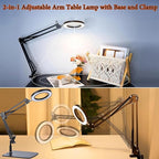 15X Magnifying Glass Lamp with Clamp and Stand, 72 LEDs Desk Lamp with 3 Color Temperatures and 10 Levels Adjustable Brightness for Diamond Art Accessories Hobbies Crafts Reading Close Work Magnifier