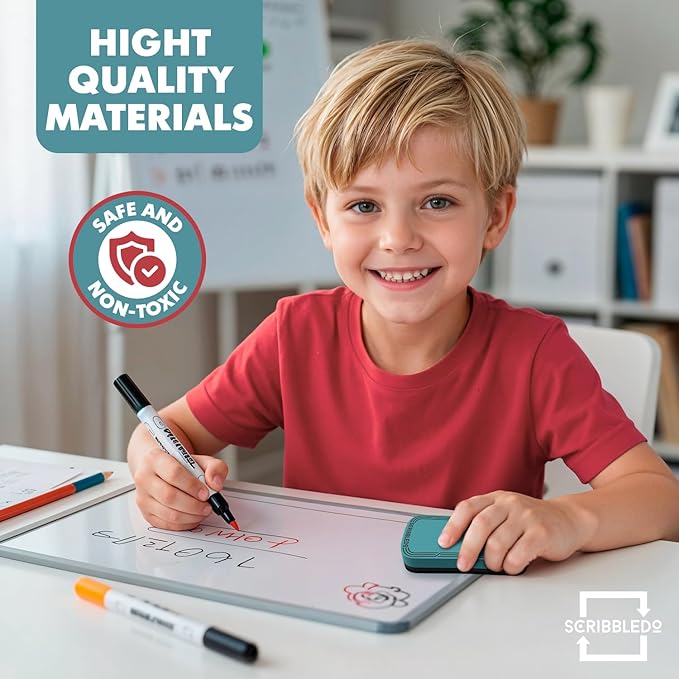 SCRIBBLEDO Dry Erase Eraser Boho Magnetic White Board Eraser for Streak-Free Cleaning for Dry-Erase Whiteboard Multi Pack for Classroom Office & Home 2 Pack