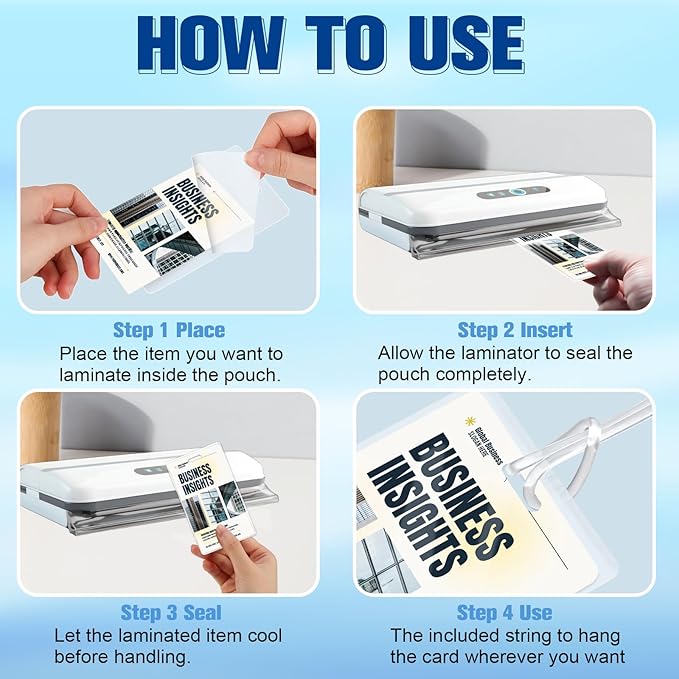 XUWAIDSGN 200 Pieces 5 Mil 2 1/2" x 4 1/4" Laminating Luggage Tags with Loops Thermal Lanyard Laminating Pouches Resealable for Work Permits Pass Cards Student ID Cards (200, 5 Mil)