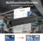 Bonsaii 6-Sheet Paper Shredder for Home Office, Portable Compact Design with Extendable Handle & Overheat Protection, 3.4 Gal Wastebasket