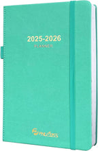 Daily Planner 2025-2026, One Page Per Day, Academic Calendar (July 2025 - June 2026), Appointment Book with Time Slots and Monthly Tabs, 5.7" x 8.25", Pocket, Leather Cove (Lake Green)