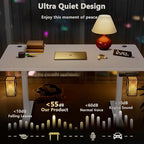 Himimi Electric Standing Desk 55 x 24 inch for Home Office,Sit-Stand Adjustable Desk with Memory Presets,Height Adjustable Desk for Gaming/Working,Free Hook, Lockable Wheels,Mouse Pad,White