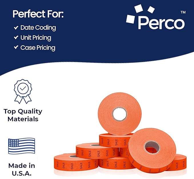 Perco Sale Pricing Labels for Monarch 1136 Price Gun – Case of 8 Sleeves, 112,000 Pricemarking Labels Value Pack
