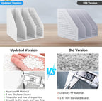 SAYEEC 2Pcs Collapsible Plastic Magazine File Holder Vertical Binder Storage Organizer for Desk Sturdy Upright Desktop Magazine Organizer Folder Rack for Office School Home (3 Compartments, Gray)