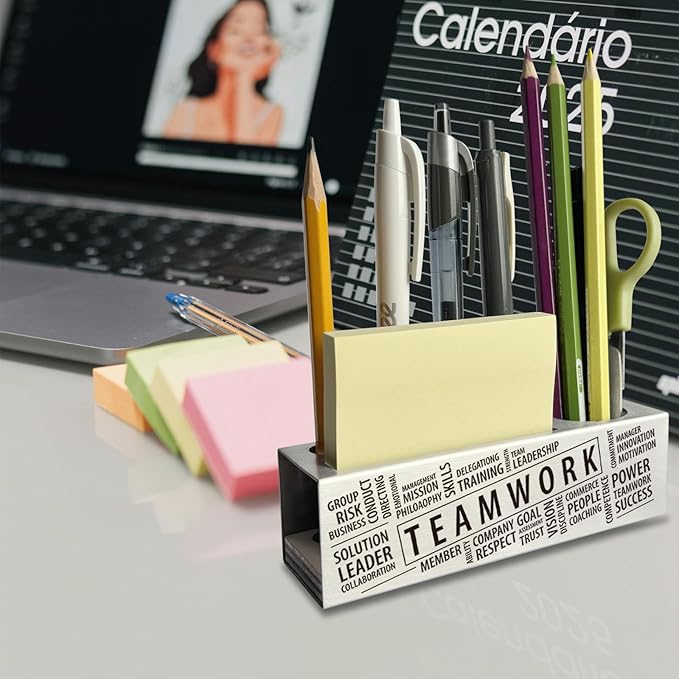 Teamwork Definition Gifts for Women, Men, Employees, Co Worker, Teamwork Team Desk Decor Stainless Steel Pen Pencil Holders WCC57