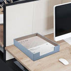 Leather Letter Tray,Stackable File Document Tray,Desk Organizer for Office Supplies,A4 Paper Case Rack,Desktop Organization,Pen Mail Magazine Storage Box (Grey)
