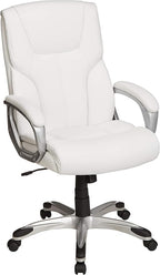 Amazon Basics Executive Home Office Desk Chair with Padded Armrests, Adjustable Height and Tilt, Rolling Swivel Chair, 275 Pound Capacity, White and Pewter