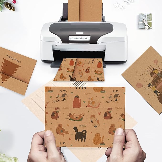 A7 Brown Kraft Envelopes Self Seal 100 Pack 120 GSM，Goefun Printable 5x7 Envelopes for Invitation, Mailing, Weddings, Business, Birthday, Photos, Documents and DIY Cards