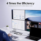 WAVLINK USB C Docking Station for MacBook Dell XPS 13/15, Lenovo Yoga, HP Laptops, USB C to Dual HDMI Monitors for Windows, Dual HDMI, Displayport, VGA, 3 USB 2.0 Ports, Silver