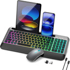 JOYACCESS Wireless Keyboard and Mouse Combo Backlit - Compact Quiet Keyboard with RGB Mouse, Rechargeable, Portable Cordless Keyboard Mouse Set for Mac, Windows, Laptop (Space Gray)