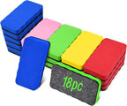 Dry Erase Erasers, Eeoyu 18 Pack Magnetic Whiteboard Dry Erasers Chalkboard Cleaner Wiper for Kids and Classroom Teacher Supplies Home and Office, 5 Colors