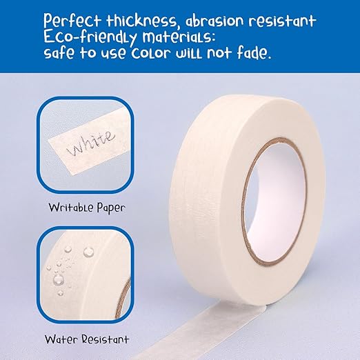 White Masking Tape 8 Rolls, 0.7 Inch x 20 Yards, Premium Quality, Multi-Purpose, Painters Tape for Home, Office & DIY Projects