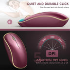 JOYACCESS Wireless Keyboard and Mouse, 2.4g Slim and Ergonomic Wireless Keyboard Mouse Combo- Full Size and Portable Design for Laptop/Windows/Computer-Wine Red Gold