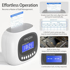 Time Clock with Passcode, Auto-Align Time Card Machine, 6 Punches per Day Time Clock Punch Machine with 100 Time Cards, 2 Ink Ribbons and 4 Racks(White, Military Time)