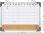 EAONE 16x12 in Double Side Whiteboard Calendar & Cork Board Combo for Wall, 3 in 1 Magnetic Dry Erase Whiteboard Monthly Calendar and Bulletin Board with Aluminum Frame for Home Office Kitchen