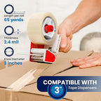 6 Rolls | 2.4 mil Clear | 65 Yards Each (390 Yards Total) | 2" Premium Packing Tape Heavy Duty Packaging Tape for Shipping Moving Stronger Thicker