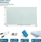 Magnetic Glass Writeboard 72"x48" Premium Tempered Dry Erase Boards Wall Mounted Frameless Whiteboard Bulletin Message Boards (White)