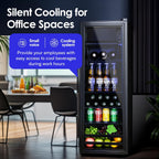 Beverage Refrigerator Cooler 4.5 Cu.Ft, Mini Fridge with Freeze with Glass Door for Soda Beer or Wine, Small Drink Dispenser Machine for Home Office Bar, 7 Temperatures, Adjustable Shelves
