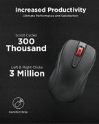Lenovo USB-C Rechargeable Silent Mouse (WL500) - Silent Buttons, USB-C Rechargeable, Ambidextrous Grip, Adjustable DPI - Plug-and-Play 2.4G Receiver Computer Mouse (Black)
