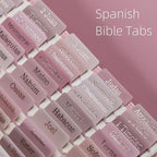 UPAFEXXI-Spanish Laminated Bible Tabs for Women and Men(Gold Foil Embossed Lettering) Pestañas de la Biblias, 80 Reposition Large Print tabs, Easy to Read and Apply(Pink)