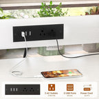 Homieasy Printer Stand with Charging Station, 29.1" x 22.8" Large 3D Printer Table with Filament Storage, Heavy Duty Rolling Printer Cart with 4-Tier Storage for Workshop/Office/Garage, White