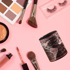 Black World Map Pencil Holder for Desk, PU leather Pencil Cup, Globe Pen Holder for Desk Office Supply Organizer PH46