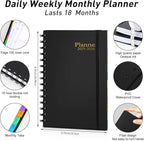 Daily Planner 2025-2026, July 2025 - December 2026, Yearly Monthly Weekly Daily Academic Calendar Planner, 18 Month with Tabs, Time Management Manual, 100GSM Thick Paper, A5 Size, Black